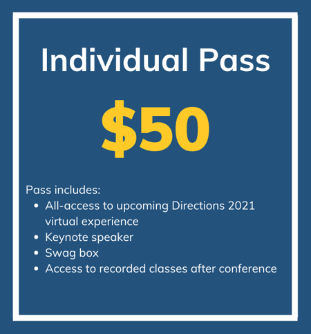 Individual Pass $50 Directions 2021 Individual Pass $50 Directions 2021